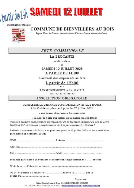 FETE COMMUNALE BIENVILLERS AU BOIS SAMEDI 12 JUILLET 2025 - 1